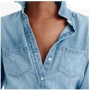 J.Crew Everyday Chambray Cotton Denim Shirt Light Blue Button Front Size 6
